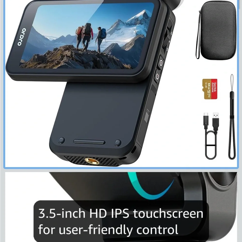 Black Video Camera with 3.5-inch HD IPS Touchscreen